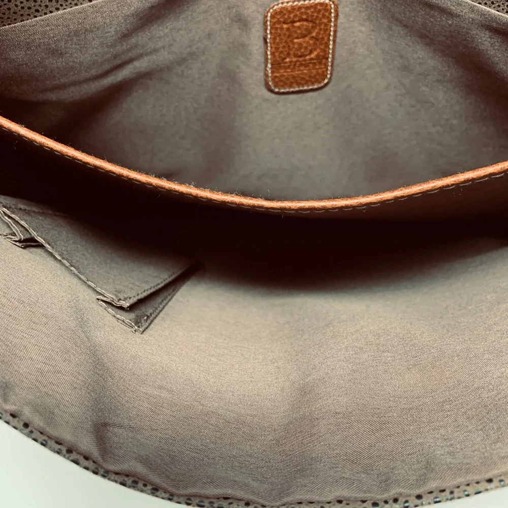 Grey Brown Pebbled Messenger Bag Professional Laptop Satchel Adjustable Strap